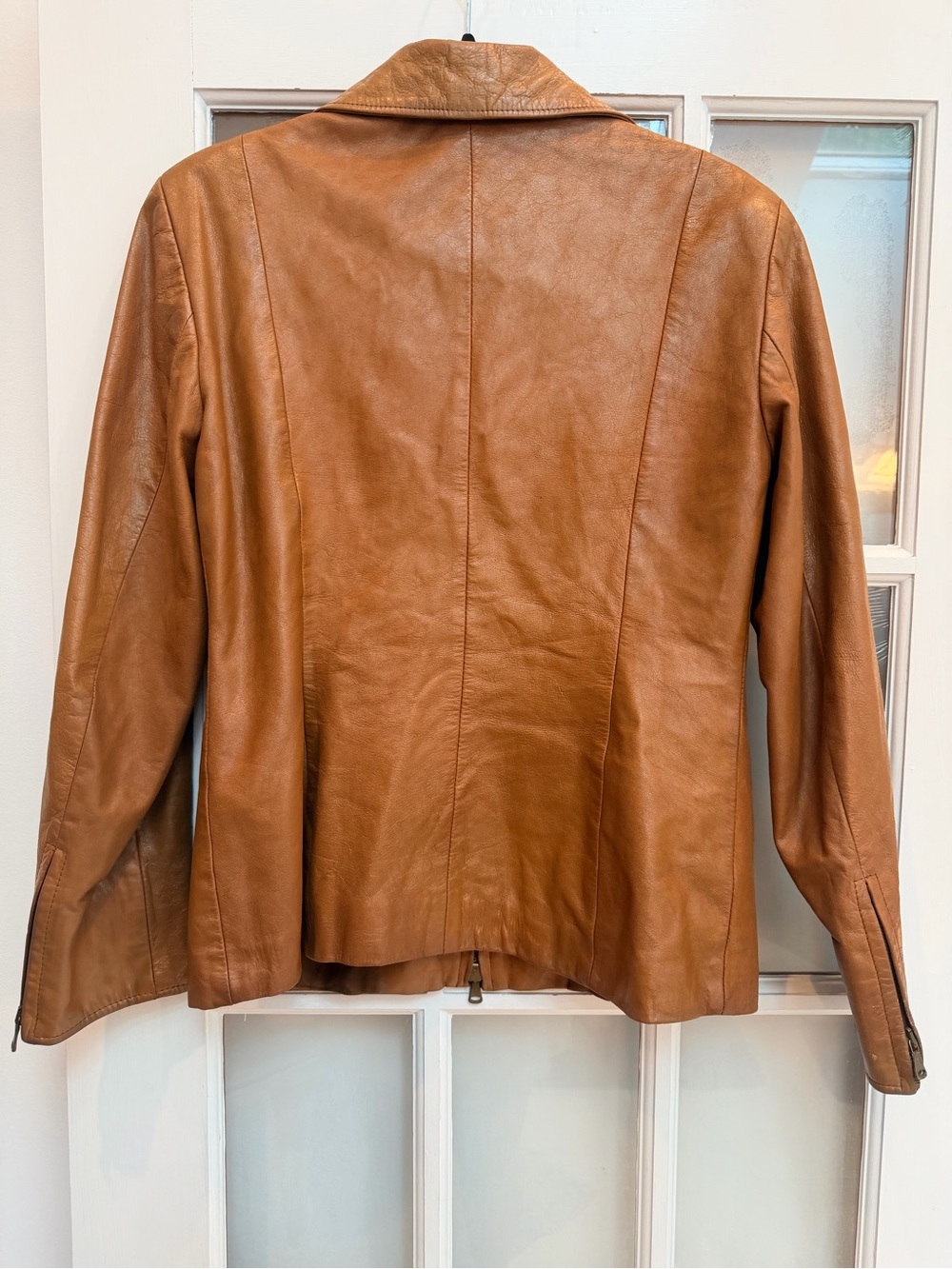 Vintage Gardini 70’s Made in Italy Chestnut Brown Leather Zip Moto Jacket Size M - Picture 5 of 16